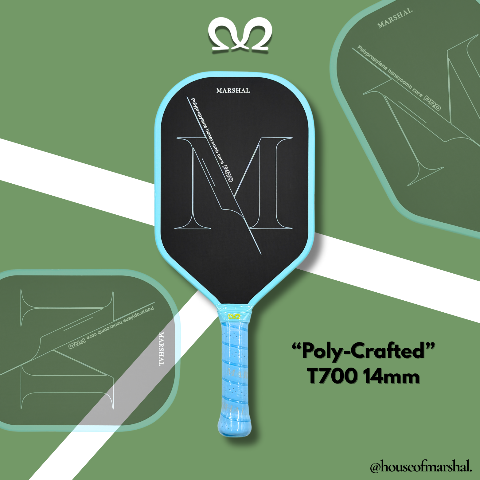 'Poly-Crafted' T700 Carbon Fiber 14MM Pickleball Paddle Main image